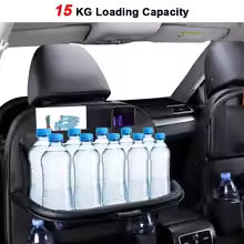 Leather Car Seat Back Organizer with Foldable Tray